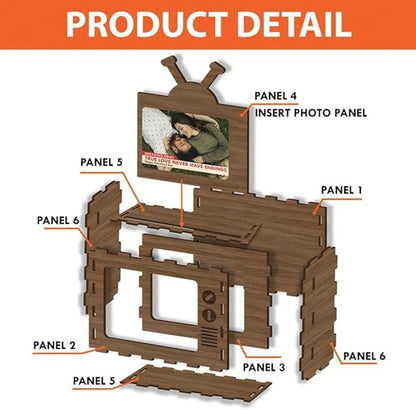 Custom Wooden TV Photo Frame for Couple, Personalized Valentine Love Display for Couples Newlyweds Husband Wife, Custom Valentine Gifts for Couple