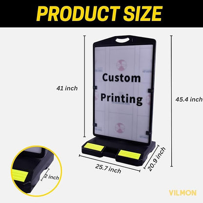 2 Pack 24"x36" Wind Sign Board with 40Lb Fillable Base, Double-Sided Customizable and Reusable Pavement Sign for Professional Outdoor Use (Black, Panel Frame)