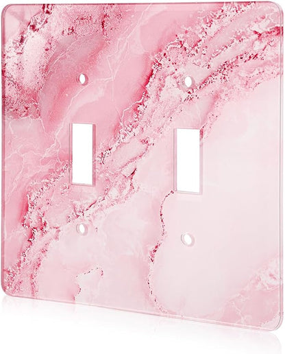 Abstract Pink Marble Design Acrylic Switch Wall Plate Double Gang Toggle Light Switch Covers Decorator Plate Outlet Wall Plates