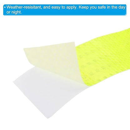 PATIKIL 2 Inch x 33 ft Reflective Tape, 1 Roll Waterproof Self Adhesive High Visibility Caution Warning Safety Tape Reflector with Scraper for Trucks Trailers Cars, Bright Yellow