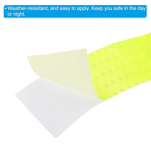 PATIKIL 4 Inch x 10 ft Reflective Tape, 1 Roll Waterproof Self Adhesive High Visibility Caution Warning Safety Tape Reflector with Scraper for Trucks Trailers Cars, Bright Yellow