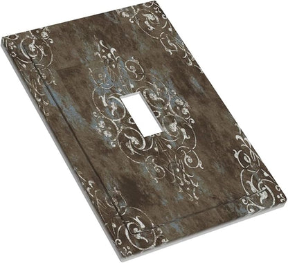 Decorative Light Switch Plate Covers Gothic Vintage Abstract Brown Patterns 1 Gang Wall Plate Single Toggle Switch Cover Plate Jumbo Electrical Switchplate Receptacle Faceplate for Bedroom