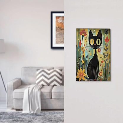 Funny Cat Retro Abstract Flowers Kitten Light Switch Cover Plate 1 Gang No Device Blank Electrical Wall Plates Faceplate Decorative Switch Plate For Kids Room Bed Room Decor