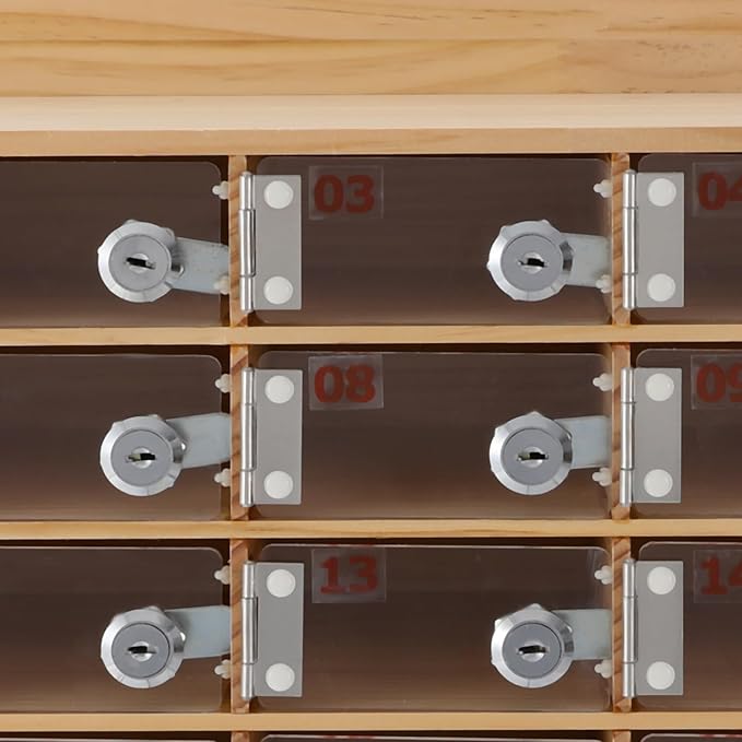 Cell Phone Locker Box 30 Slots Cell Phone Organizer Cabinet with Combination Locks Wall-Mounted Locking Cell Phone Storage Box for Classroom Office,Shool,Office (30 Slots, Wood+Acrylic)