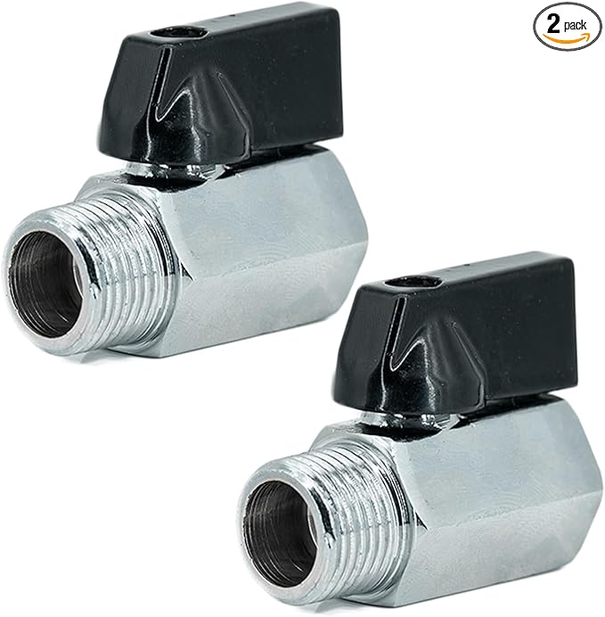 Brass Mini Ball Valve 1/4" NPT Female x Male Shut-Off Valve(Pack of 2)