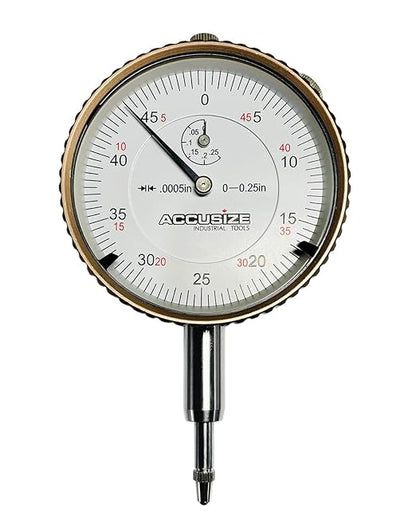 Accusize Industrial Tools Agd2 Style 0-1/4'' by 0.0005'' Dial Indicator with Lug Back, P900-S098