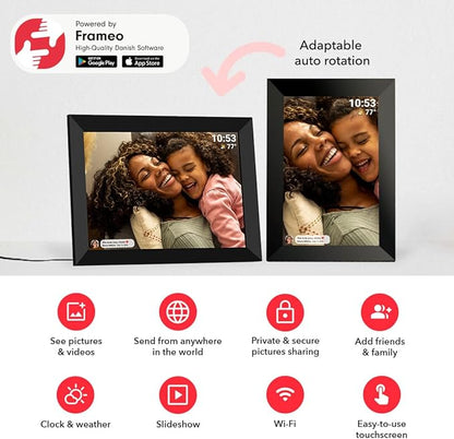 Frameo 10.1 Inch WiFi Digital Picture Frame with 32GB Storage,1280 * 800P IPS HD Touch Screen,Send Photos/Videos from Your Phone Anywhere, Photo Gifts for Parents and Grandparents