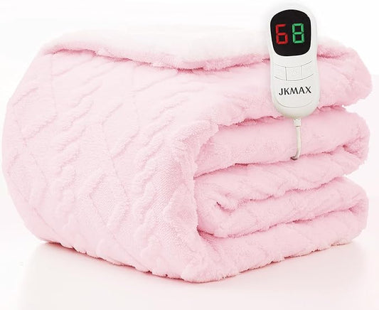 Heated Electric Blanket Twin Size-62"x84" Heating Blanket with 10 Heating Levels & 5 Time Settings Over-Heat Protection，Winter Warmer for Adults with ETL Certification（Pink）