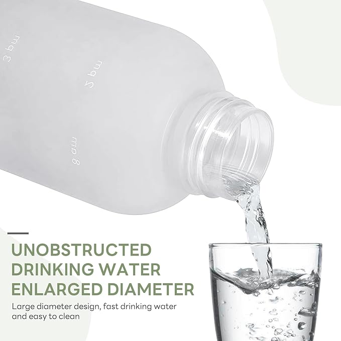 1L（33 oz） daily tracking schedule time hours reminder motivational day goals hydration capacity measured marker tracker plastic wide mouth measurements water bottle