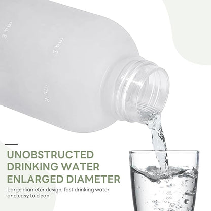 1L（33 oz） daily tracking schedule time hours reminder motivational day goals hydration capacity measured marker tracker plastic wide mouth measurements water bottle