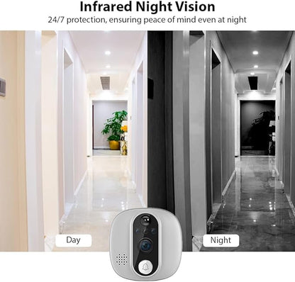 Smart Video Doorbell Camera, WiFi Door Peephole Camera with 4.3in Display Monitor, Tuya APP Wireless Digital Door Viewer, Integrated Doorbell and Night Vision, Rechargeable 3500Ah Battery