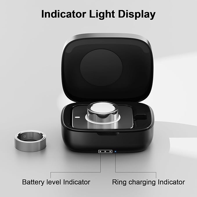 Wireless Charging Case for Oura Ring 4 & 3 Charger, 1000mAh Portable Travel Charger Station Fits All-Sized Ring Gen 4 & 3, 30-Day Runtime (Official Charger NOT Included)