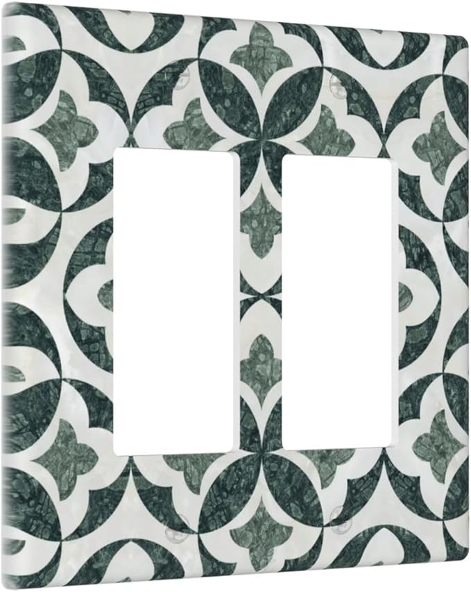 Green Luxury Modern Cubic Marble 2 Gang Double Rocker Decorative Light Switch Covers Electrical Faceplate Switch Plates for Bathroom Kitchen Home