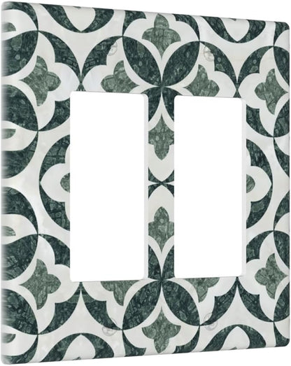 Green Luxury Modern Cubic Marble 2 Gang Double Rocker Decorative Light Switch Covers Electrical Faceplate Switch Plates for Bathroom Kitchen Home
