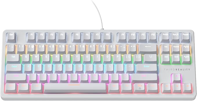 THIRDREALITY Smart Mechanical Keyboard MK1, Matter Over WiFi, 87-Key Wired Gaming Keyboard/USB-A, 44 Customizable RGB Lighting, Work with Home Assistant, SmartThings, Apple Home (White)