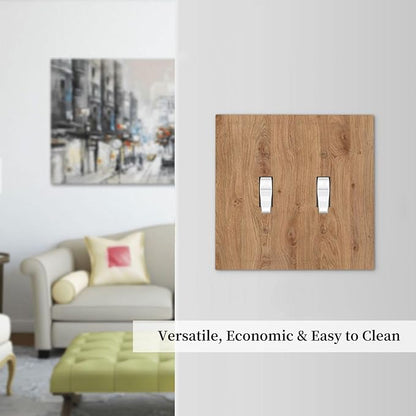 Decorative Switch Plates Vintage Rustic Wood Color Brown Wood Grain 2 Gang Double Toggle Wall Plate Outlet Light Switch Cover Electrical Faceplate for Farmhouse Cabin Decor