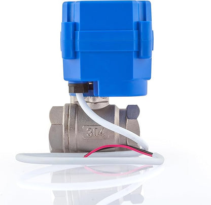 UNOX 3/4 Motorized Ball Valve Stainless Steel AISI304 - Electric Water Valve 9-24V AC/DC and 2 Wire Auto Return Setup - Automatic Main Water Electric Shut off Valve - Ball Valves