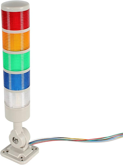 Signal Tower Stack Lights - Industrial Warning Lights with Rotatable Base, Steady/Flashing Switch, 110V/220V AC (5-Layer, Buzzer)