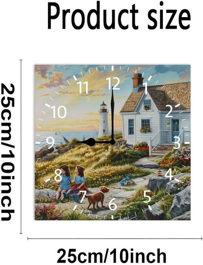 10 in Beach Path -266 Wood Wall Clock – Digital Time Display, Smart Home Compatible for Bedside or Workspace