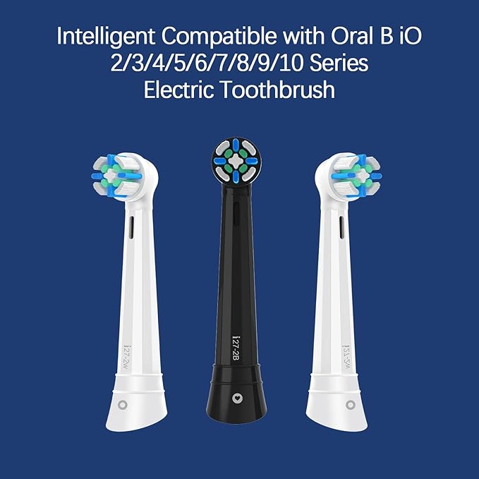 8 Pack Smart Cleaning Replacement Heads Compatible with Oral B iO 2 3 4 5 6 7 8 9 10 Series Electric Toothbrush, Brush Heads Compatible with Oral B iO Electric Handles (Black/White)
