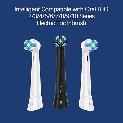 8 Pack Smart Cleaning Replacement Heads Compatible with Oral B iO 2 3 4 5 6 7 8 9 10 Series Electric Toothbrush, Brush Heads Compatible with Oral B iO Electric Handles (Black/White)