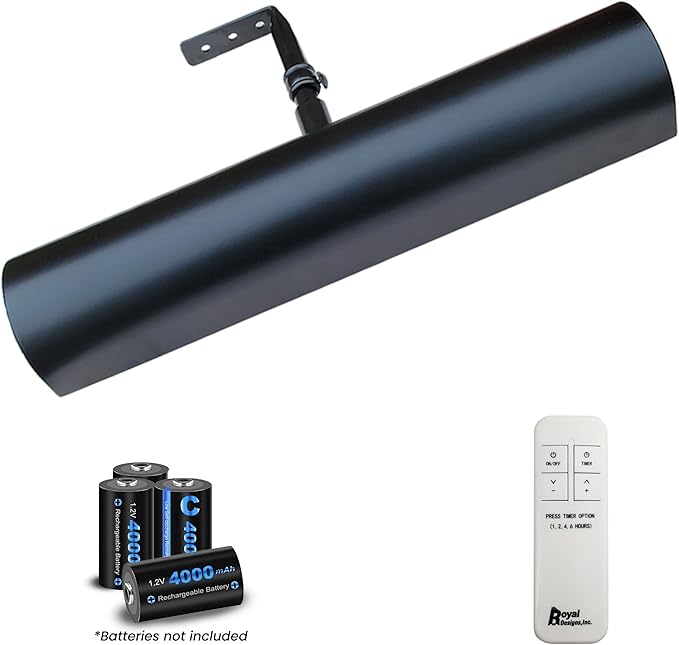 Royal Designs, Inc. Cordless Remote Control LED Picture Light, Dimmable with Timer Function, Black, 12.75 Inches