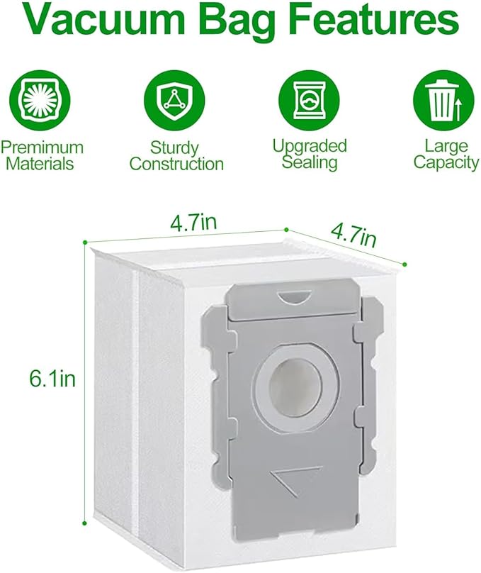 14 Pack Replacement Vacuum Bags Compatible with iRobot Roombai7, i7+, i8+, i3+, i4+, i5+ i6, i6+, j5, j5+, j6+, j7, j7+, j8+, j9, j9+, s9, s9+, i &s& j Series Clean Base Automatic Dirt Disposal Bags