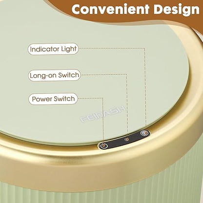Motion Sensor Bathroom Trash Can Touchless, 3.7 Gallon Modern Automatic Garbage Can with Lid,Diaper Trash Bin,Plastic Smart Dog Proof Trash Bin Suitable for Toilet, Bedroom, Office, Kitchen -Green