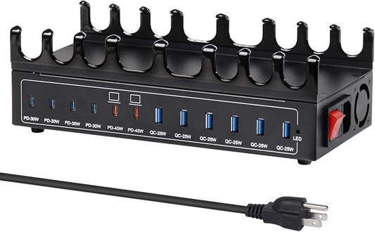 360W Charging Station for Multiple Devices, 12-Port USB C Charging Station with Dual 45W PD PPS Port, Multi Device Fast Charger Dock for MacBook Pro Laptop, iPhone, iPad, Tablet, Android Cell Phone