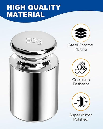 UCEC Calibration Weights for Digital Scale, 50g Gram Weights, Precision Stainless Steel Balance Scale Calibration Weight for Lab Educational Science