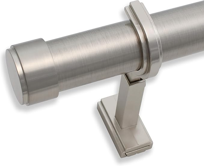 BlastHome® Non-Adjustable Luxury Curtain Rods for Windows, 1 ¼” Rod Set, 3 foot Fixed Length, Brushed Nickel