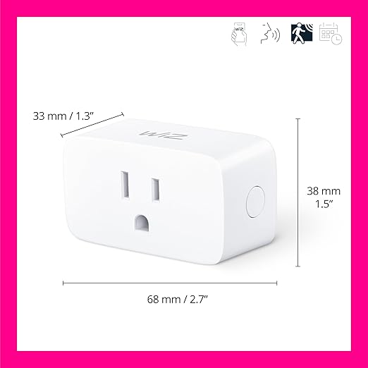 WiZ Smart Wi-Fi Plug - Pack of 3, Smart Outlet Connects to 2.4 GHz Wi-Fi, Voice / App Control, Works with Google Home, Amazon Alexa, and Apple HomeKit, Matter Compatible