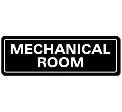 Mechanical Room Sign – Equipment Room Sign, Premium Durable Acrylic Material, Super Strong Self-Adhesive, Quick Installation, Suitable For Home And Business (9 × 3 Inches, Black)