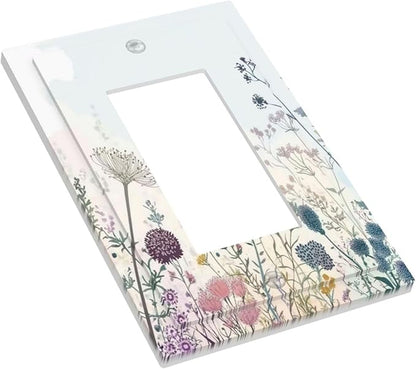 Colorful Wildflower Watercolor Dandelion Floral Decorative Outlet Covers 1 Gang Single Rocker Light Switch Cover Plate Wall Plates Gfci Faceplate For Cabin Home Decor