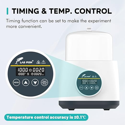 LAB FISH 2L Lab Water Bath(WB-2S), 100℃ Precision Heating, Stainless Steel Tank with Timer & Dual Anti-Dry BurnProtection