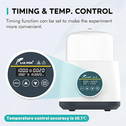 LAB FISH 2L Lab Water Bath(WB-2S), 100℃ Precision Heating, Stainless Steel Tank with Timer & Dual Anti-Dry BurnProtection
