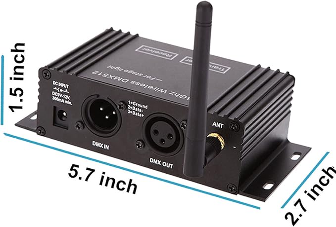 Lixada DMX 512 Controller 2.4G Wireless Transmitter Receiver LCD Display Power Adjustable Repeater Lighting Dimmer Controller for Disco DJ Party Light