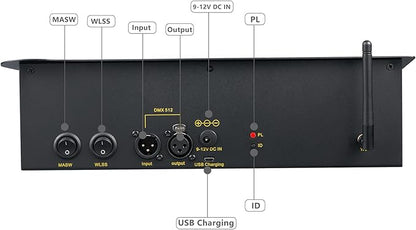 DMX512 Controller Stage DJ Light Console Lighting Mixer Board Console Wireless DMX Transmitter Receivers Set 192 Channels for Party DJ Disco Lights Show Night DJs KTV Bars Moving Heads