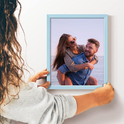 Renditions Gallery 8X10 Custom Photo Prints with Real Wood Picture Frames. Create Personalized Photos with Peel & Stick Photo Frames. Single, Blue Frame