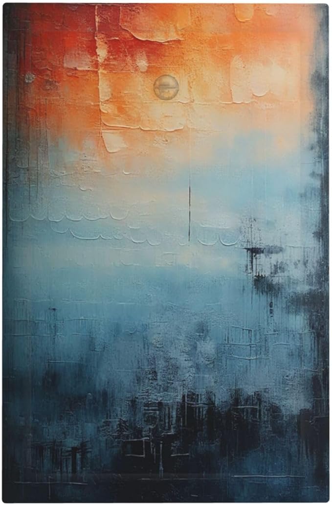 Blue Orange Abstract Modern Minimalist Oil Painting 1-Gang No Device Blank Wallplate Electrical Light Switch Covers Decorative Receptacle Face Plate Cover for Bathroom 5 X 3 IN