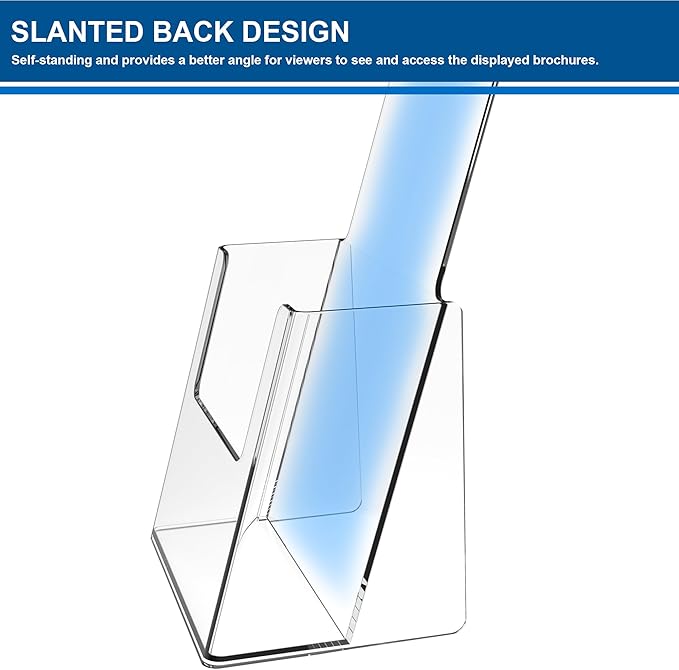 Brochure Holder 4x9 Inch Acrylic Literature Holders Clear Plastic Flyer Display Stand Countertop Use Pamphlet Holder Multi Purpose Organizer for Office, Lobby, Hotels, Trade Shows, 2 Pack