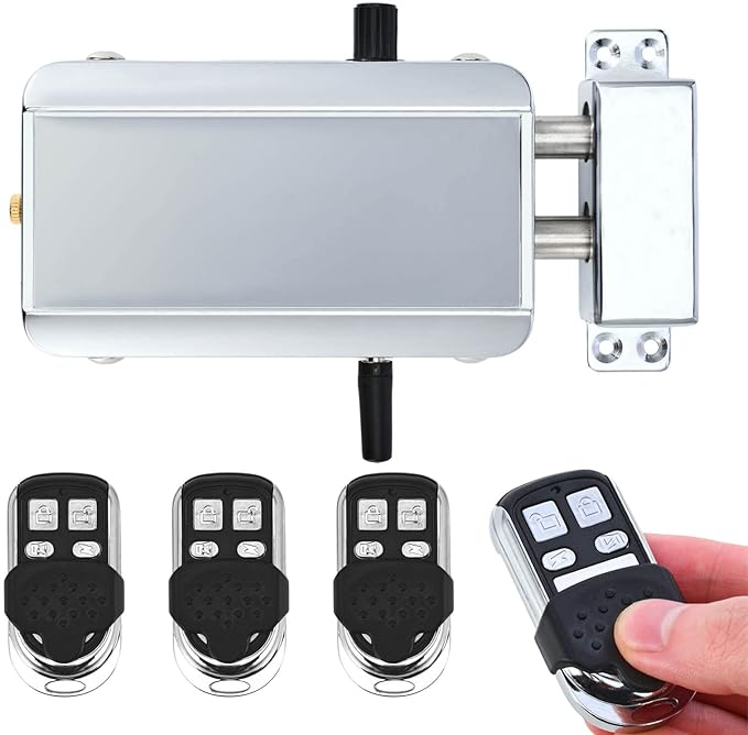 Electronic Deadbolt, Remote Control Anti-Theft Home Security Keyless Smart Hidden Door Lock with 4 Remote Controls