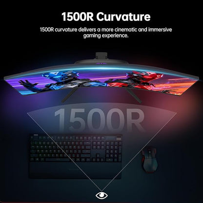 KTC 32 Inch Curved Gaming Monitor, 2K 180Hz Computer Monitor, Up to 185Hz, QHD 1500R PC Monitor 1ms with Adaptive Sync, DisplayPort/HDMI/USB, VESA Wall Mount, Tilt Adjustable, H32S5