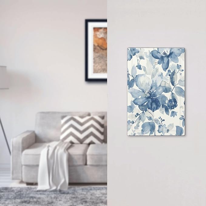 Light Switch Cover Plate Blue Watercolor Floral 1 Gang No Device Blank Electrical Wall Plates Faceplate Decorative Switch Plate for Bedroom Bathroom Decor