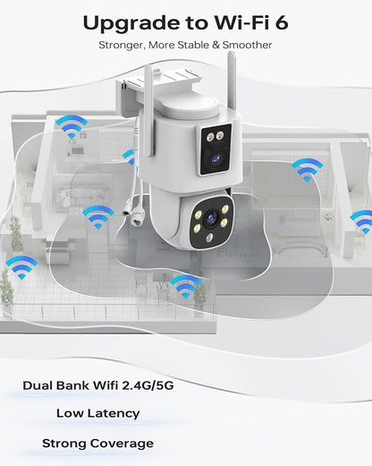 Wireless Security Camera System Outdoor, 10pcs Dual Lens Dual Screen 2K+2K 24/7 Recording Cameras with 1TB NVR