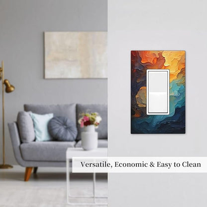 Outlet Covers Abstract Colorful Modern Luxury Rainbow 1 Gang Wall Plates Single Rocker Light Switch Covers Decorative Switch Plates Electrical GFCI Panel Covers for Home Office Decor 5 X 3 IN