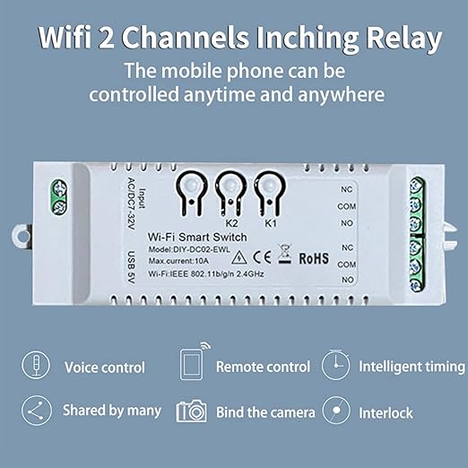 6X 2CH WiFi Smart Switch DIY APP 85-265V USB 5V 2.4G WiFi Home Automation Module for Home