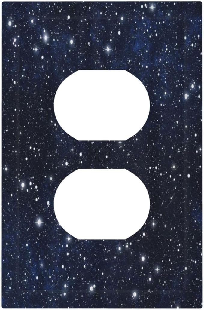 Wall Plate Decorative Light Switch Plate Covers Blue Night Sky Star Cosmic Starry Fantasy Galaxy Universe Space Single Duplex Switchplate 1 Gang Outlet Plate for Home Bedroom Bathroom Decor
