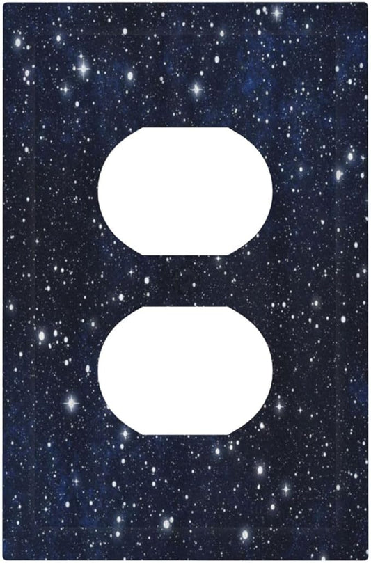 Wall Plate Decorative Light Switch Plate Covers Blue Night Sky Star Cosmic Starry Fantasy Galaxy Universe Space Single Duplex Switchplate 1 Gang Outlet Plate for Home Bedroom Bathroom Decor