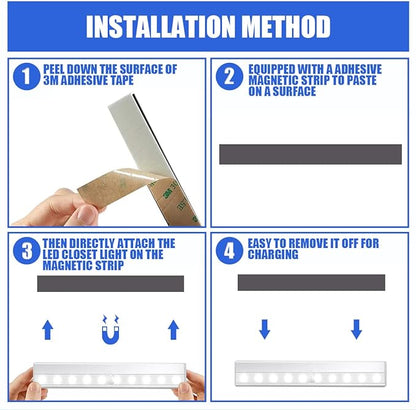 6 Pack LED Motion Sensor Lights, 10 LED Closet Battery Operated Lights, Stick-On Anywhere Magnetic Night Light Bar, Led Safe Light Indoor for Closet Stairs Wardrobe